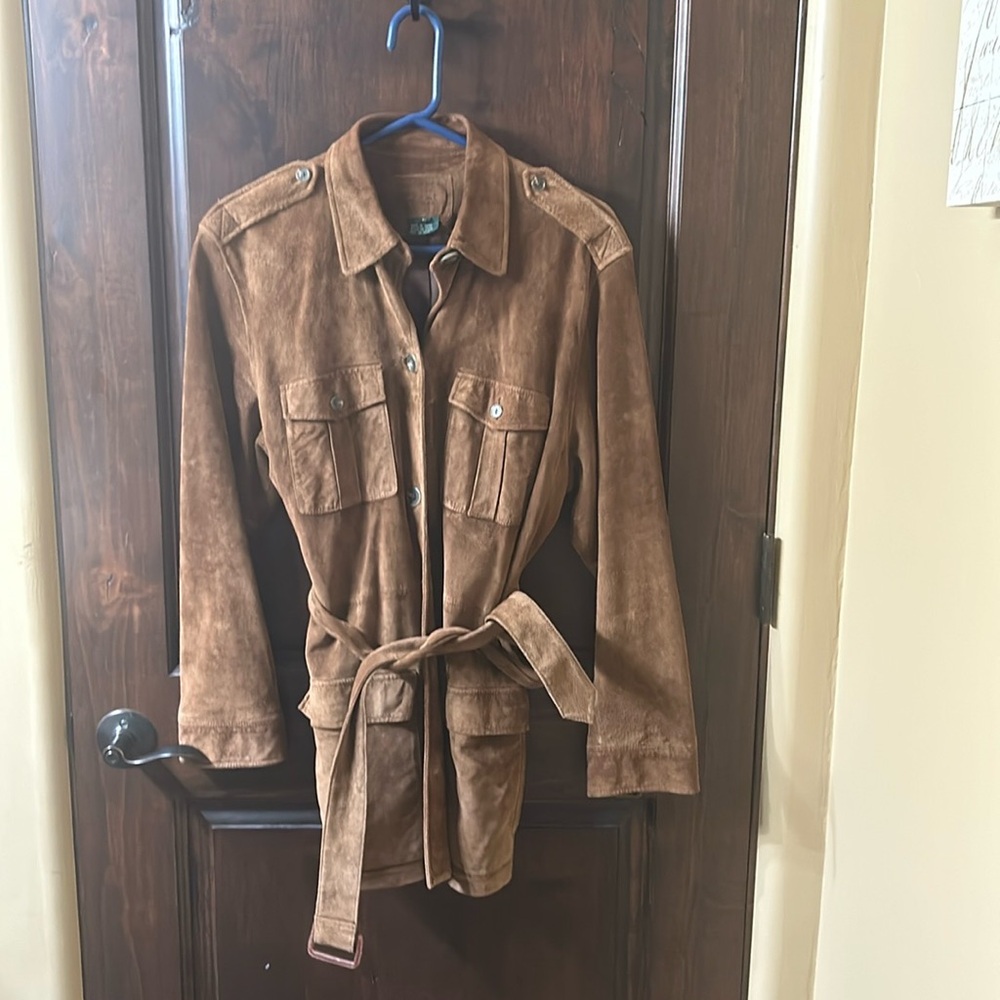 Brown suede trench coat